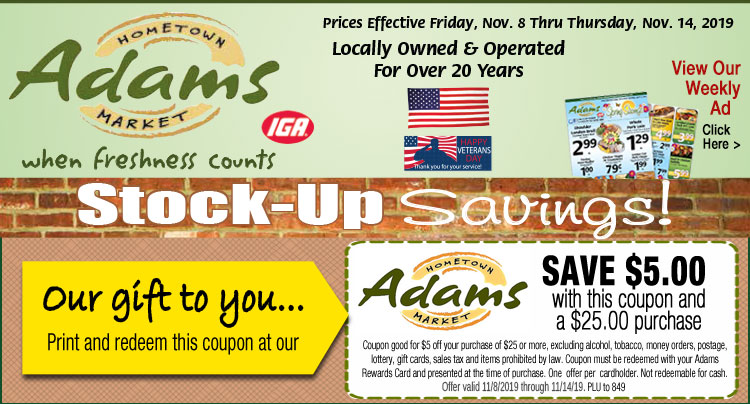 Adams Hometown Market Weekly ads