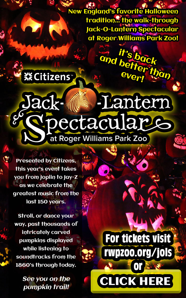 The walk-through Jack-O-Lantern Spectacular at Roger Williams Park Zoo! TICKETS: rwpzoo.org/jols